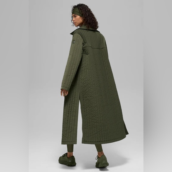 ALO Yoga Quilted Skyline Long Coat size xs/s olive green - Picture 3 of 10